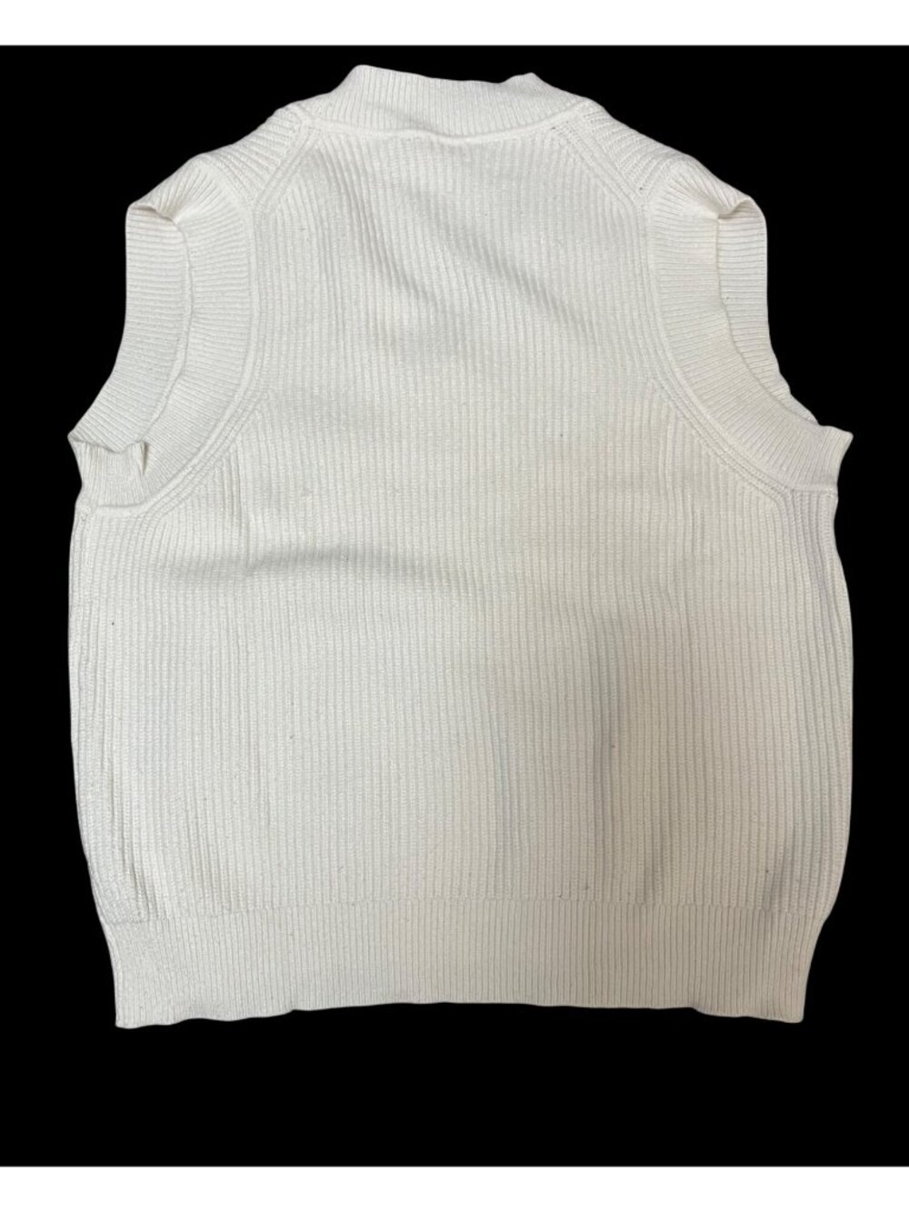 Zara Womens Ribbed White Knit V-Neck Sleeveless Sweater Vest Size S - Picture 2 of 4